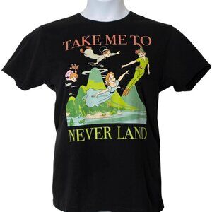 Disney Peter Pan & Wendy "Take Me To Neverland" Black T-shirt Size Medium